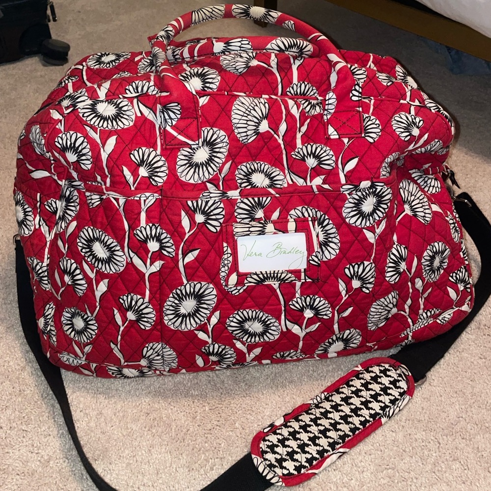 Vera Bradley Red Dailey Quilted Duffel Bag